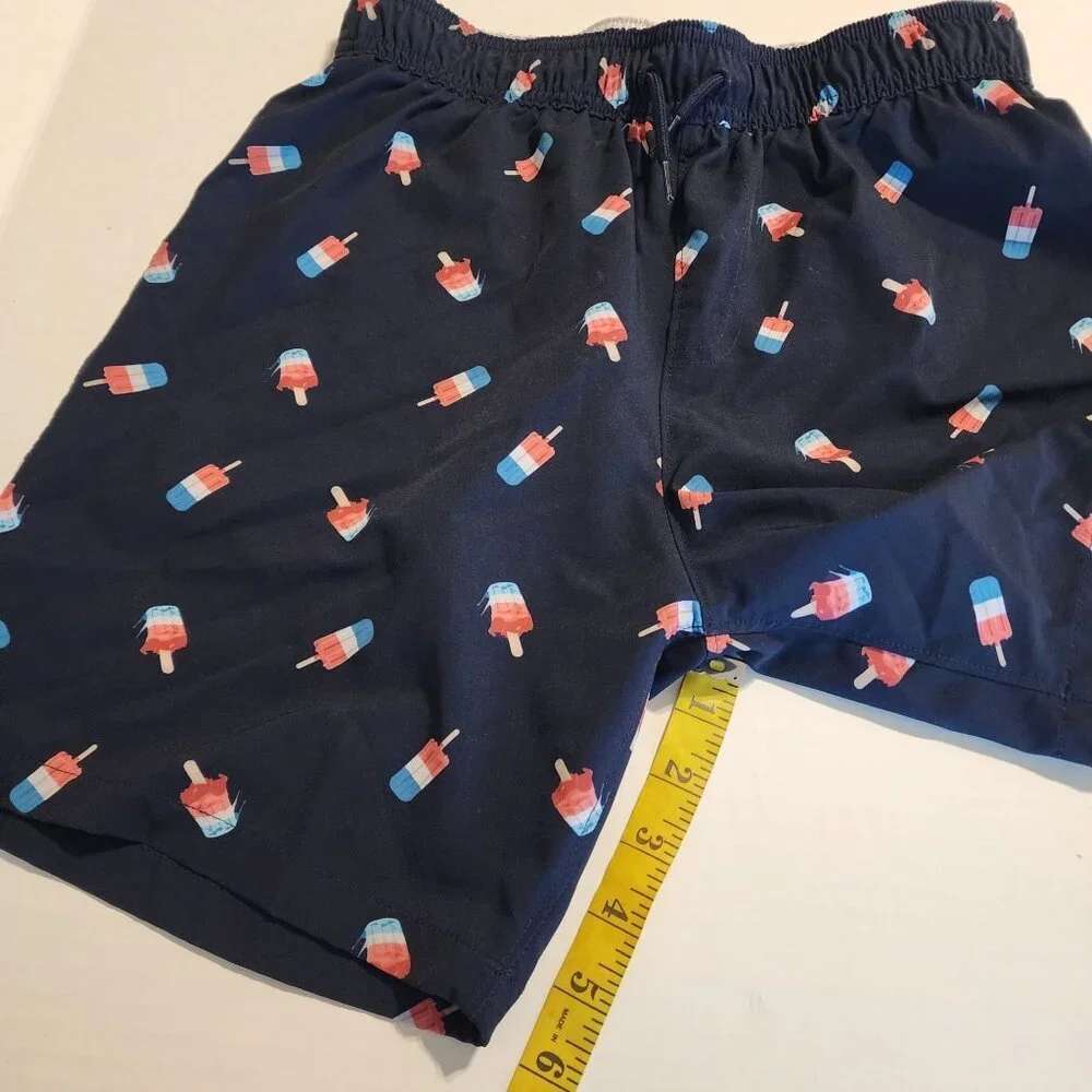 Abercrombie Kids Navy Ice Pop Print Swim Shorts Size 13/14 Back Pocket